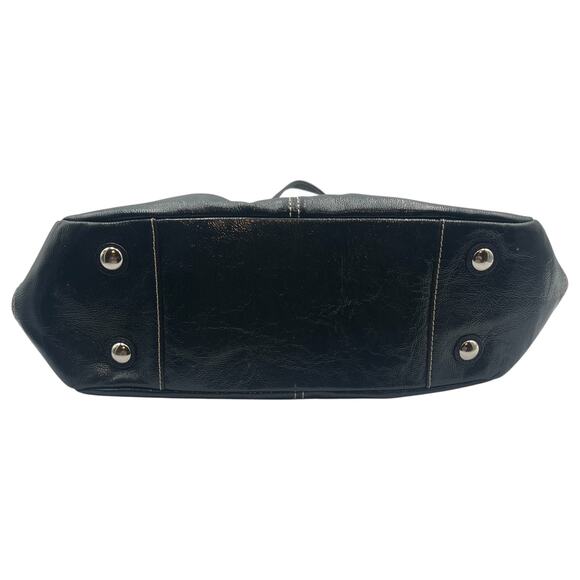 Coach Pleated Gallery Buckled Strap Leather Tote Hand Shoulder Bag Blue - Picture 4 of 8